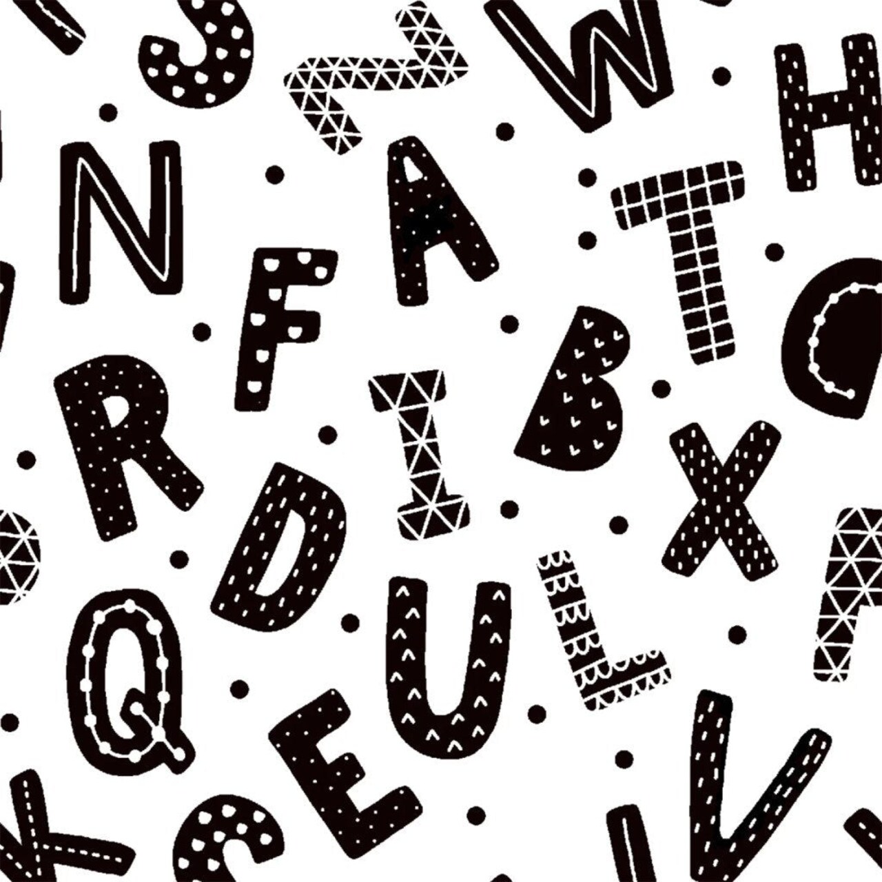 3 Wishes Fabric Flannel Black Letters on White Baby Price per Yard